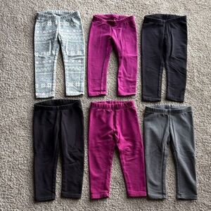 2T Jumping Beans Toddler Girls' Fleece Lined Leggings Set - Pink, Gray, Black